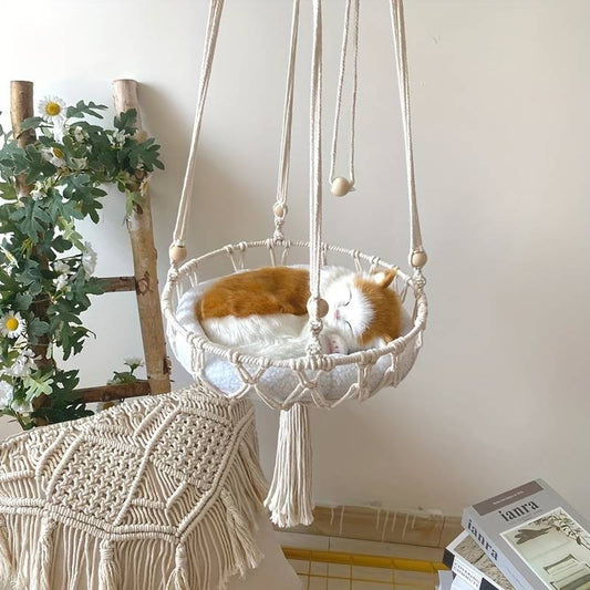 Boho Macrame Cat Hammock and Swing - Whisker Hut